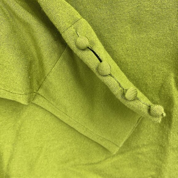 Belford Green Scoop Neck Silk Sweater Button Sleeves Vintage Y2K Womens Large - Picture 3 of 5